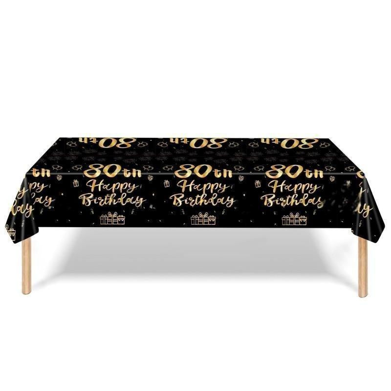 Black & Gold Birthday Party Supplies – Disposable Plates, Napkins, Cups & Tablecloth Set for Baby Boy or Girl Themed Celebration