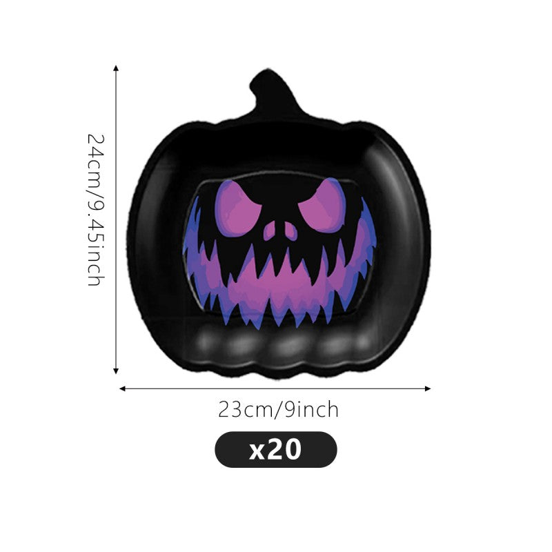 Purple Pumpkin Devil Halloween Party Set – Disposable Plates, Napkins & Cups for Spooky Birthday, Themed Celebration Supplies