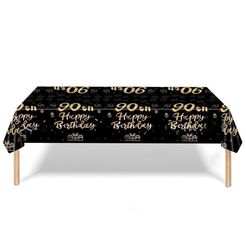 Black & Gold Birthday Party Supplies – Disposable Plates, Napkins, Cups & Tablecloth Set for Baby Boy or Girl Themed Celebration