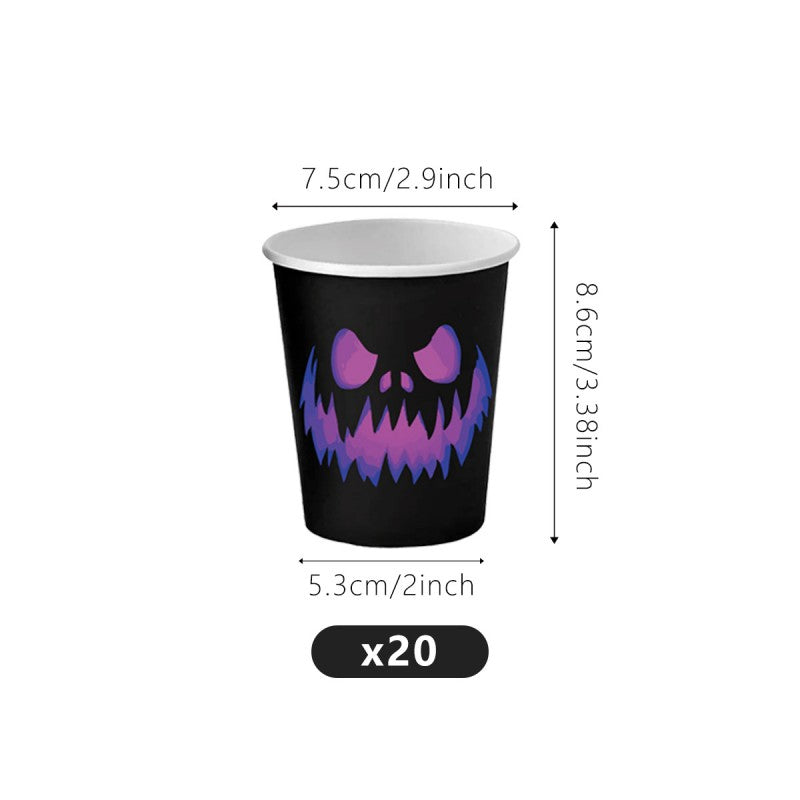 Purple Pumpkin Devil Halloween Party Set – Disposable Plates, Napkins & Cups for Spooky Birthday, Themed Celebration Supplies