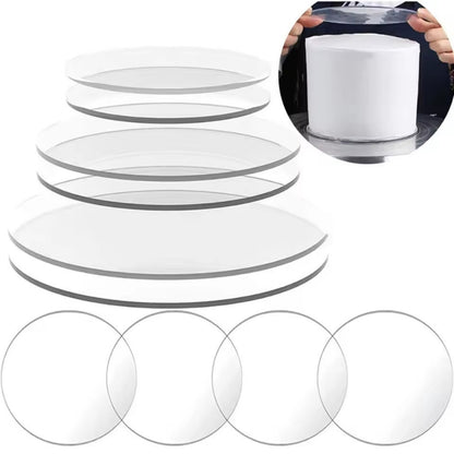 Acrylic cake guide disc - Tiered discs stack and top-smoothing demonstration