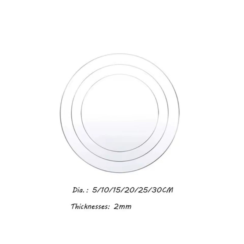 Acrylic cake guide disc - Diameter range from 5cm to 30cm and 2mm thickness