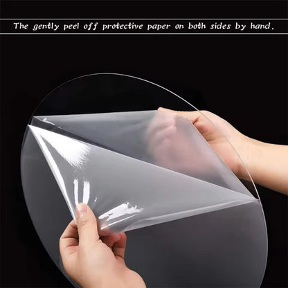 Acrylic cake guide disc - Protective film peeling showing clarity