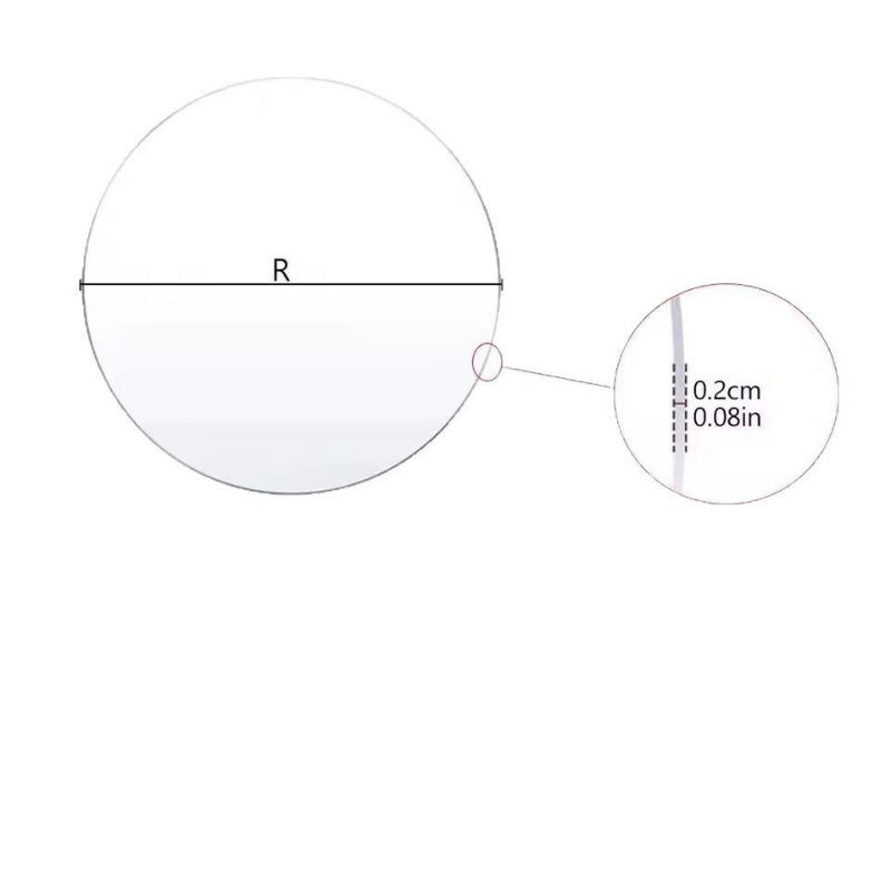 Acrylic cake guide disc - Diameter and edge thickness measurement diagram