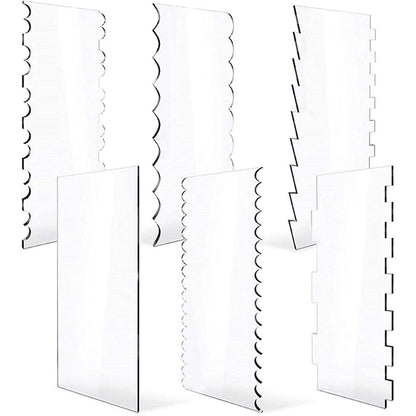 Acrylic cake edge scraper - Upright multi-patterned edge combs display