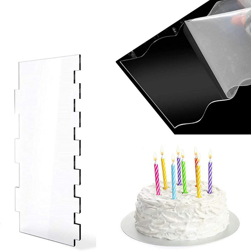 Acrylic cake edge scraper - Protective film peeling demonstration and cake display