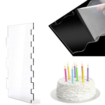 Acrylic cake edge scraper - Protective film peeling demonstration and cake display