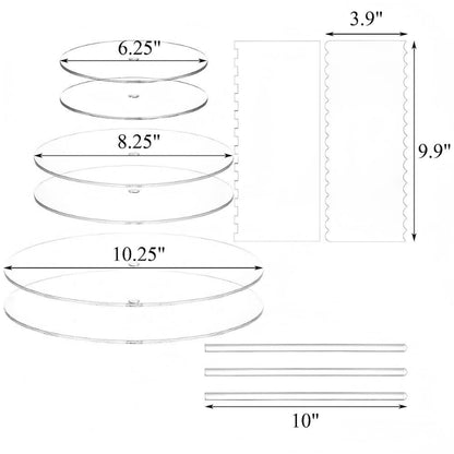 Acrylic cake edge scraper - 11-piece complete decorator set with round guide discs