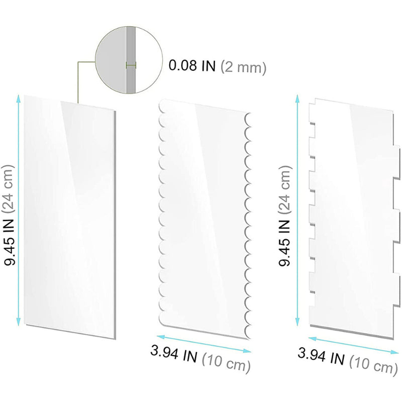 Acrylic cake edge scraper - Hanging hole scrapers with 2mm thickness callout