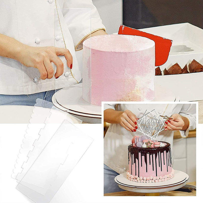 Acrylic cake edge scraper - Buttercream side smoothing on turntable application