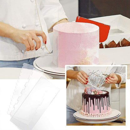 Acrylic cake edge scraper - Buttercream side smoothing on turntable application