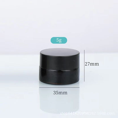 Amber glass jar 5g compact size black screw lid