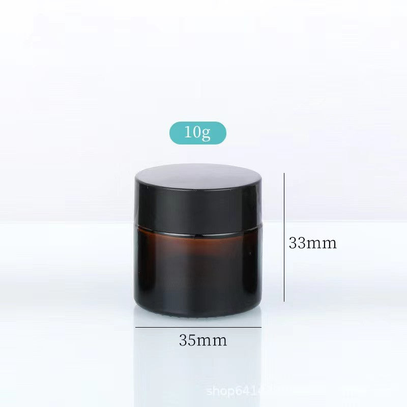 Amber glass jar 10g cylindrical size black screw lid