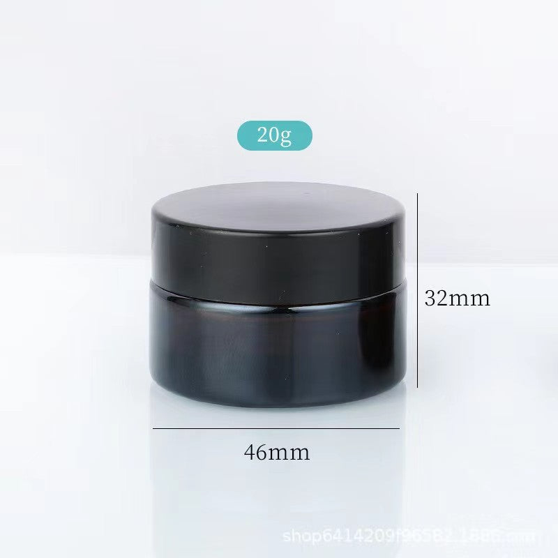 Amber glass jar 20g ointment size black screw lid