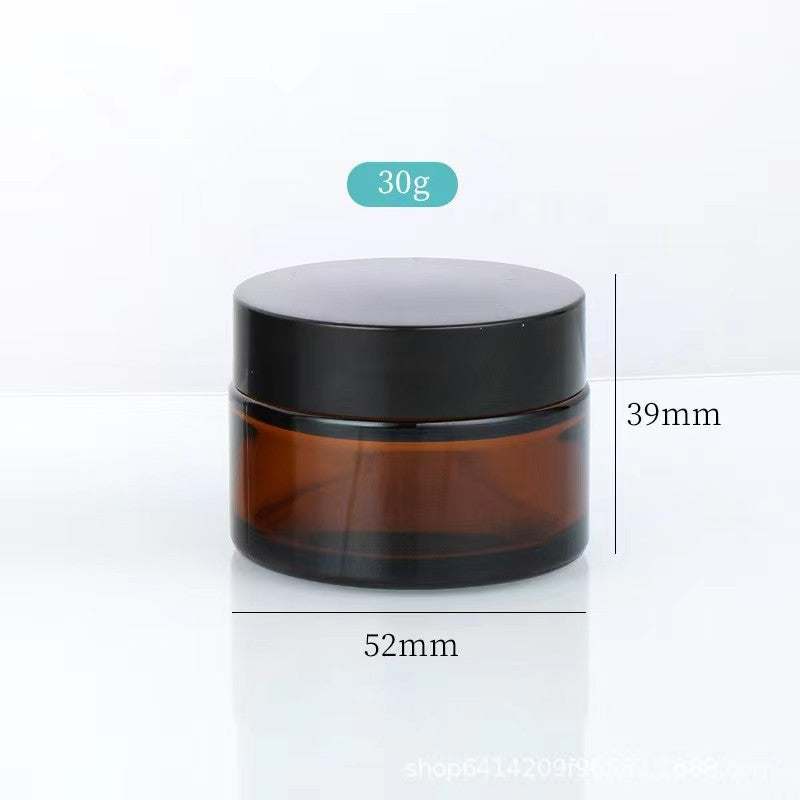 Amber glass jar 30g candle size black screw lid
