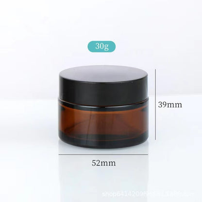 Amber glass jar 30g candle size black screw lid