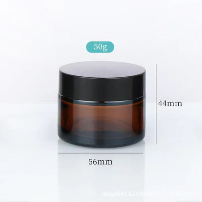Amber glass jar 50g medium size black screw lid
