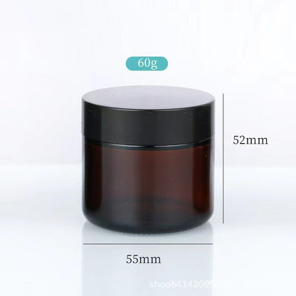 Amber glass jar 60g tall profile black screw lid