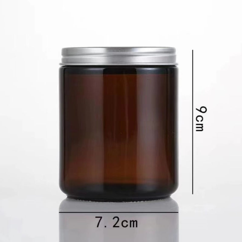 Amber glass jar 250g large capacity silver aluminum lid