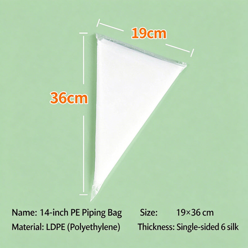 Disposable pastry piping bag - 14-inch 0.06mm thickness specification chart