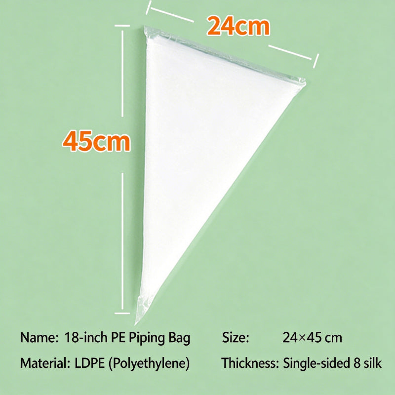 Disposable pastry piping bag - 18-inch 0.08mm thickness specification chart