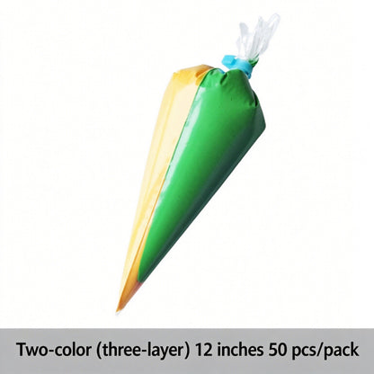 Disposable pastry piping bag - 12-inch dual-chamber two-color swirl bag