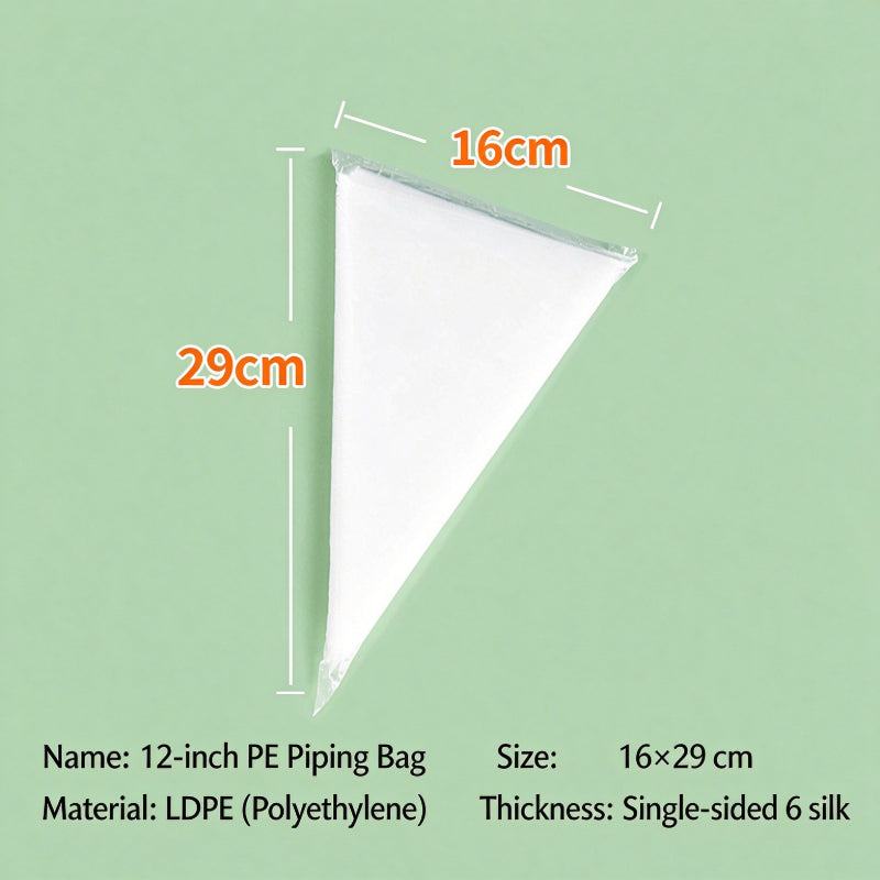 Disposable pastry piping bag - 12-inch 0.06mm thickness specification chart