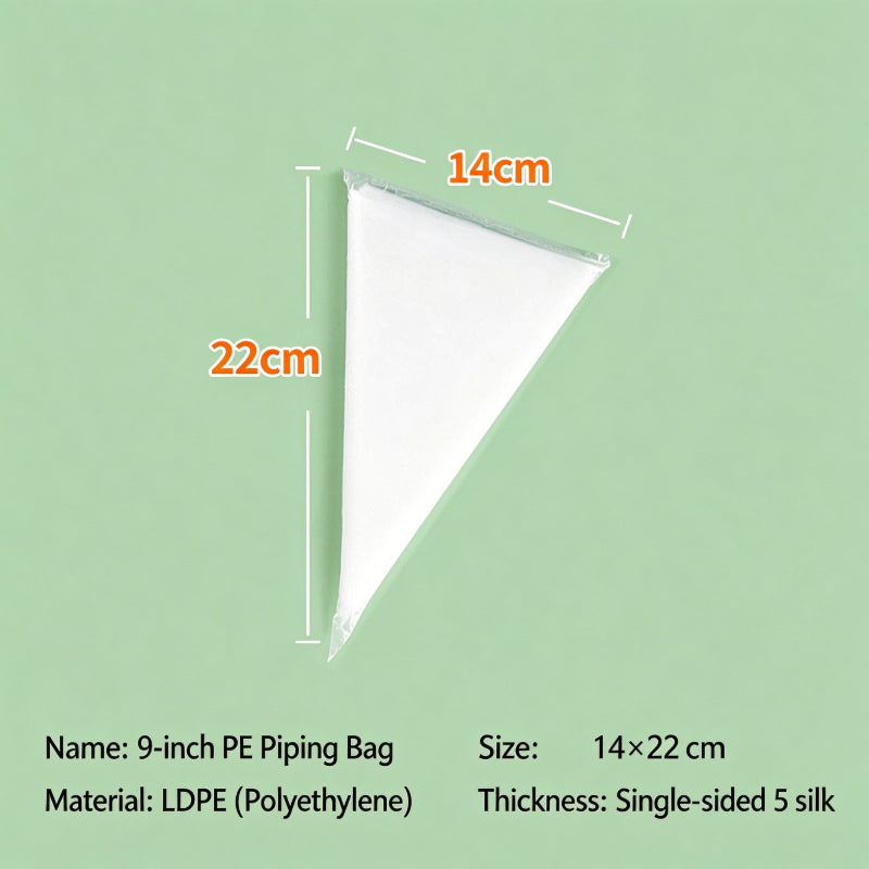 Disposable pastry piping bag - 9-inch 0.05mm thickness specification chart