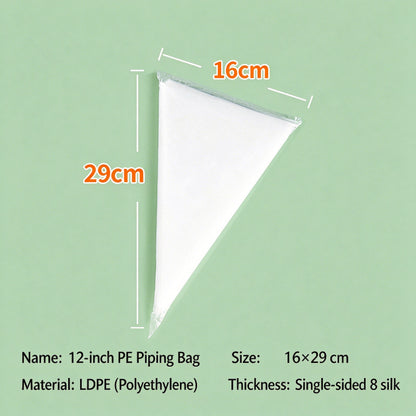 Disposable pastry piping bag - 12-inch 0.08mm thickness specification chart