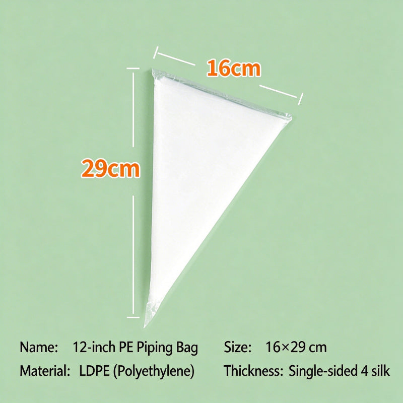 Disposable pastry piping bag - 12-inch 0.04mm thickness specification chart