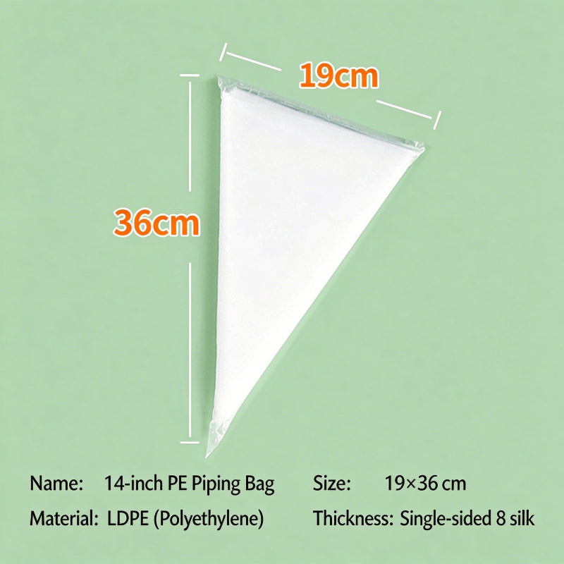 Disposable pastry piping bag - 14-inch 0.08mm thickness specification chart