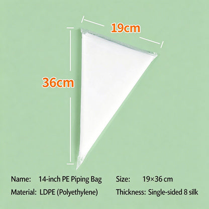 Disposable pastry piping bag - 14-inch 0.08mm thickness specification chart