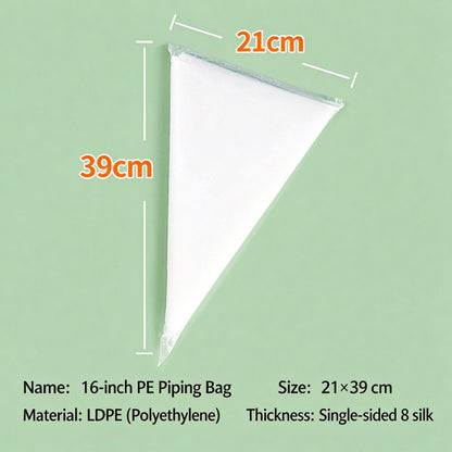 Disposable pastry piping bag - 16-inch 0.08mm thickness specification chart