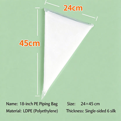Disposable pastry piping bag - 18-inch 0.06mm thickness specification chart