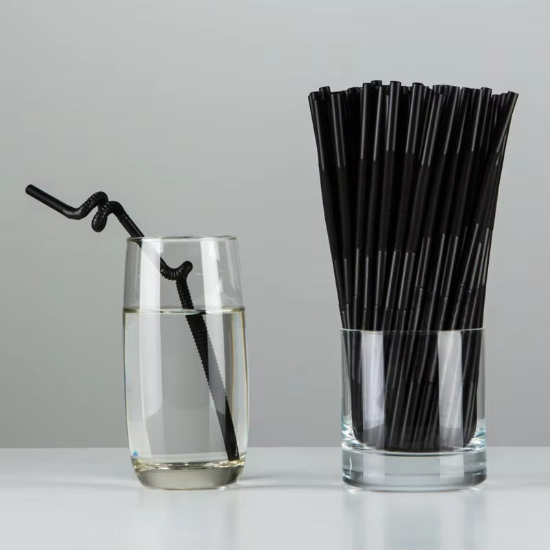 Bulk 26cm Artistic Plastic Straws-Double Bendy, Disposable & Portable for Juice & Cocktails