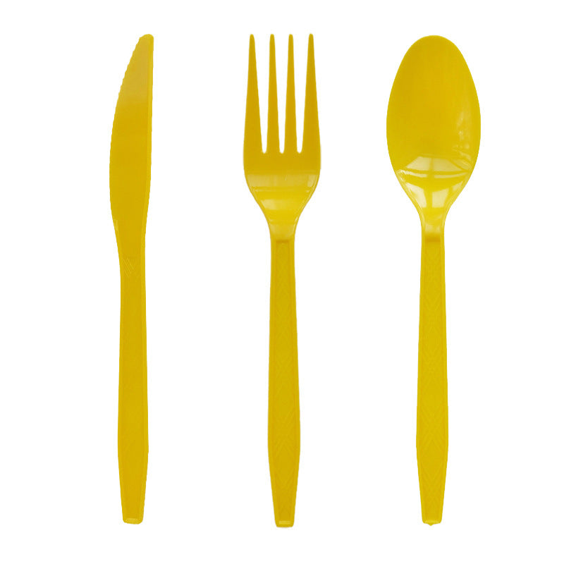 Gold Silver White & Rainbow Disposable Forks Knives Spoons – Party Cutlery Set