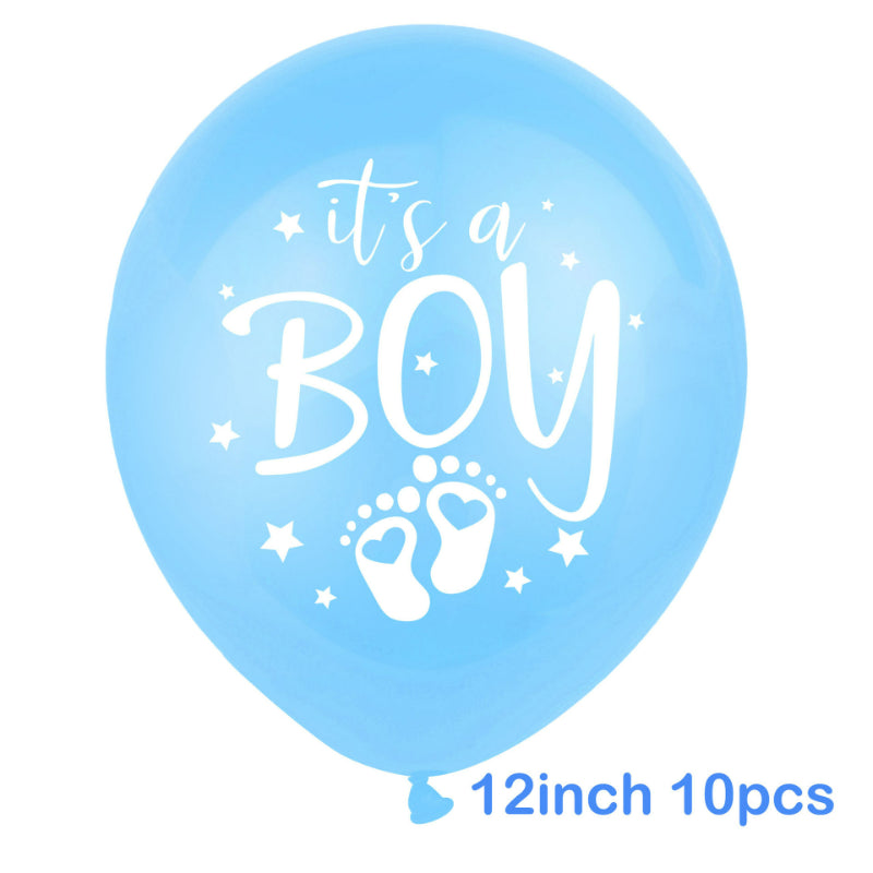 Gender reveal balloon light blue printed single latex display