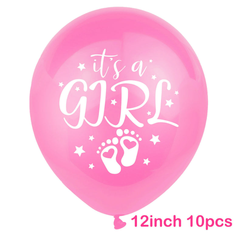 Gender reveal balloon pastel pink printed single latex display