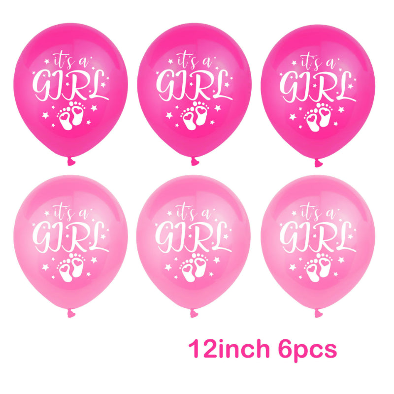 Gender reveal balloon rose pink printed six piece set