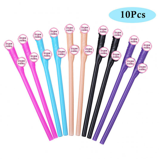 Bird Shaped Straws for Bachelorette Party – 10 Pack Multicolor Novelty Drinking Straws for Bar, Nightclub & Dance Party Supplies