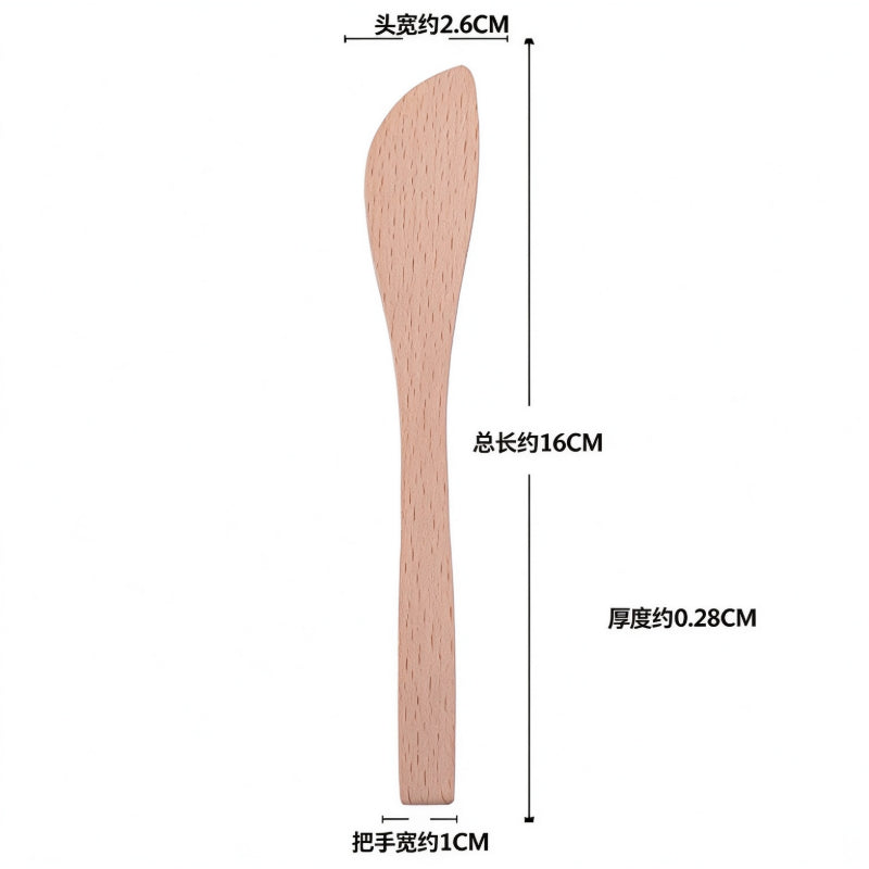 Dumpling filling spatula compact beech wood narrow paddle