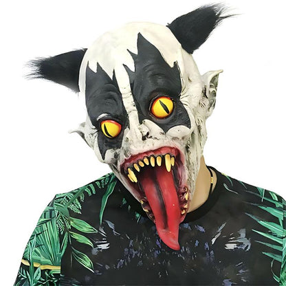 Funny Clown Face Mask with Crazy Hair Wig – Halloween Joker Costume Set for Masquerade Ball, Stage Show & Prank Party