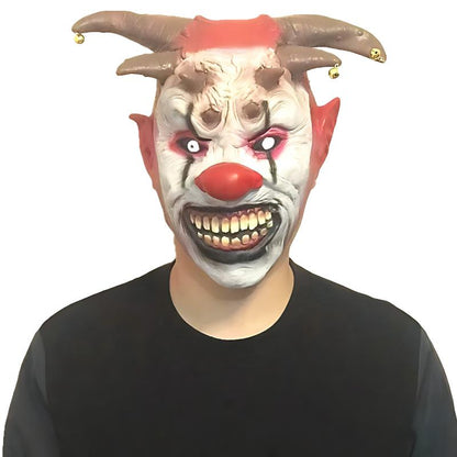 Funny Clown Face Mask with Crazy Hair Wig – Halloween Joker Costume Set for Masquerade Ball, Stage Show & Prank Party