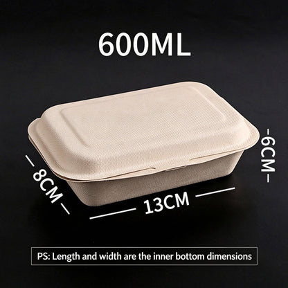 Biodegradable pulp clamshell box 600 ml natural food container with dimensions