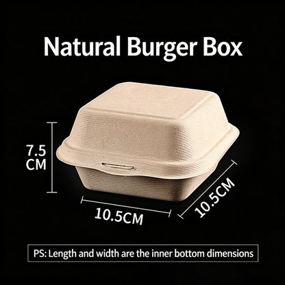 Biodegradable pulp clamshell box 6-inch natural burger container with dimensions