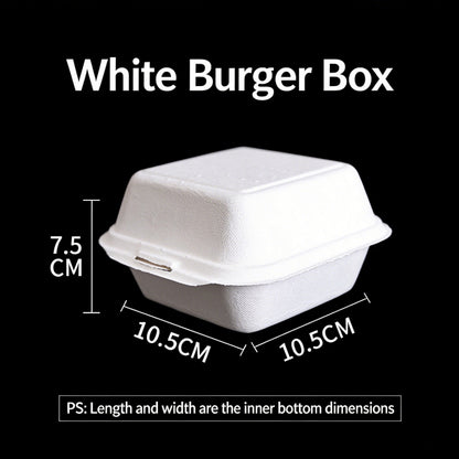 Biodegradable pulp clamshell box 6-inch white burger container with dimensions