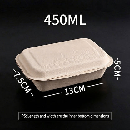 Biodegradable pulp clamshell box 450 ml natural food container with dimensions
