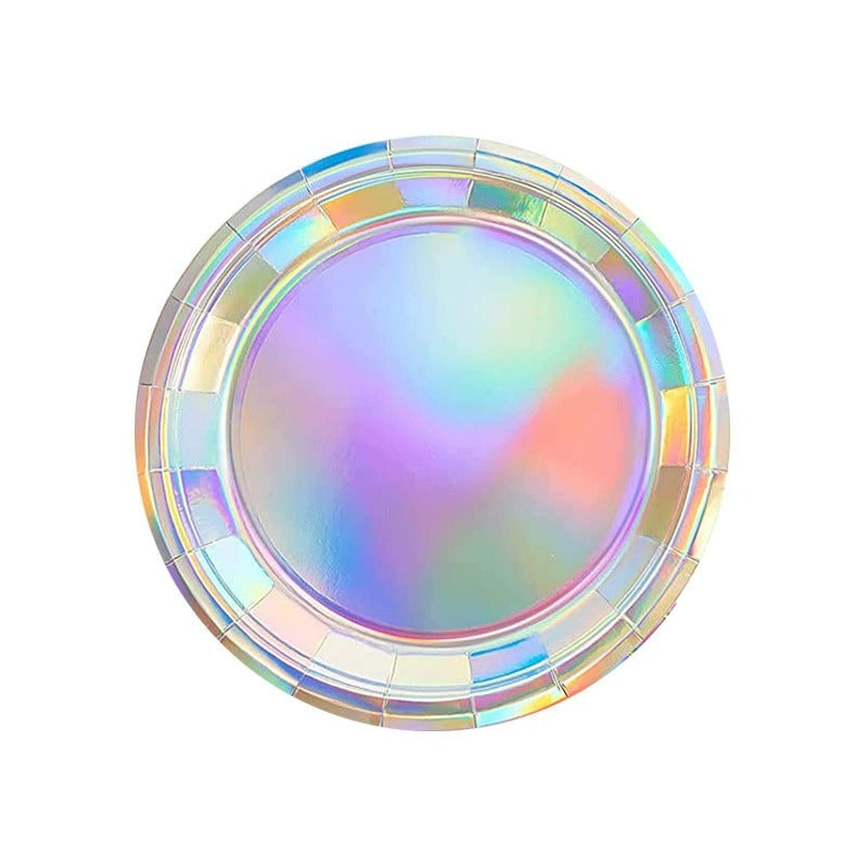 Custom Gold Foil Paper Plates - Heavy Duty 300g Disposable Laser Round Plates for Events