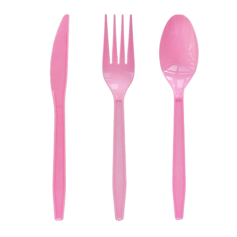 Gold Silver White & Rainbow Disposable Forks Knives Spoons – Party Cutlery Set