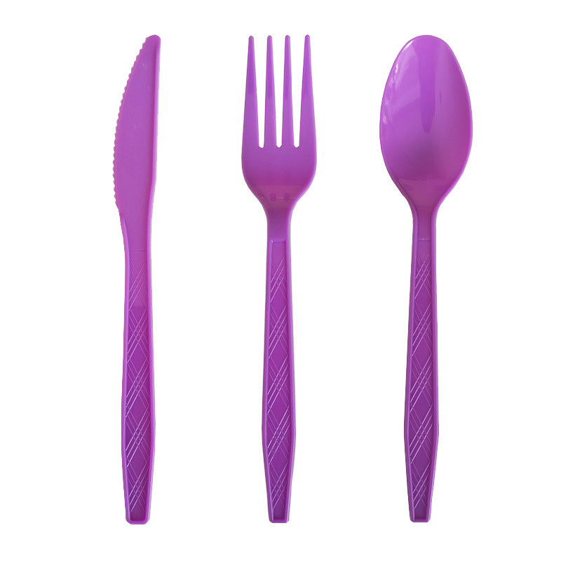 Gold Silver White & Rainbow Disposable Forks Knives Spoons – Party Cutlery Set